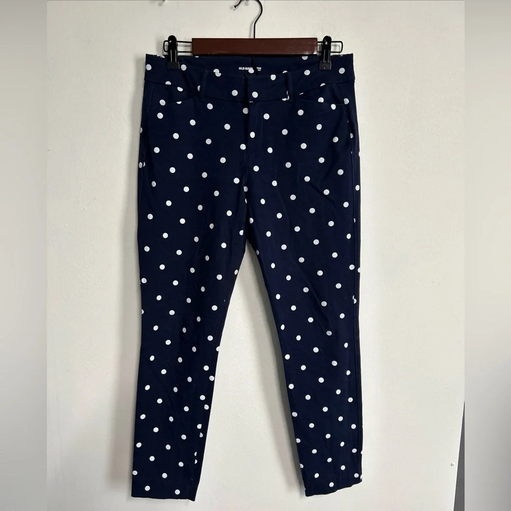 Old Navy Pixie Pants Women's 4 Navy White Ankle‎ Polka Dot Stretch Preppy Fairy